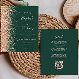 Convite de Casamento com QR Code em Esmeralda Orça