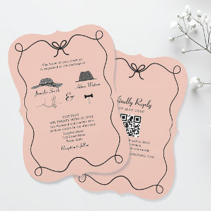 Convite de Casamento com QR Code em Laço Borboleta