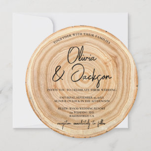 Convite de Casamento com QR Code em Madeira Rústic