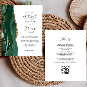Convite de Casamento com QR Code em Verde Esmerald