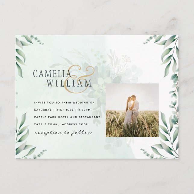 Convite de Casamento com QR CODE FOTOGRAFIA Verdej (Frente)
