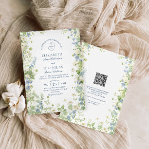 Convite de Casamento com QR Code Jardim de Flores 