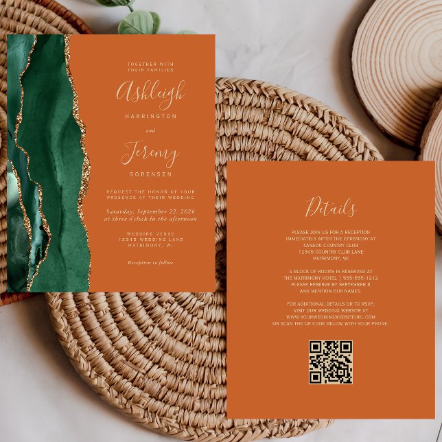 Convite de Casamento com QR Code Orçamento Esmeral (Criador carregado)