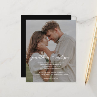 Convite de Casamento com QR Code Preto Elegante e