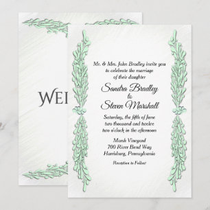 Convite de Casamento com Ramalhetes Verde Menta
