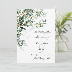 Convite de Casamento com Ramo de Oliveira Mediterr
