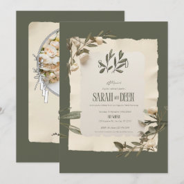 Convite de Casamento com Ramo de Oliveira Mediterr