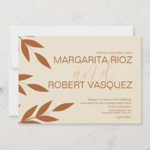 Convite de Casamento com Ramo Terracota Moderno e 