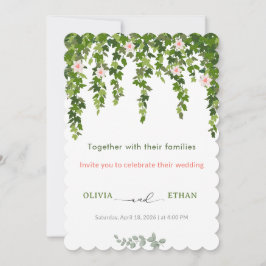 Convite de Casamento com Recorte Floral e Folhagem