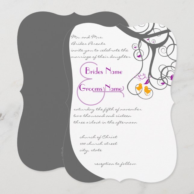 Convite de Casamento com Redemoinhos de Árvore de  (Frente/Verso)