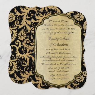 Convite de Casamento com Redemoinhos de Damasco Do