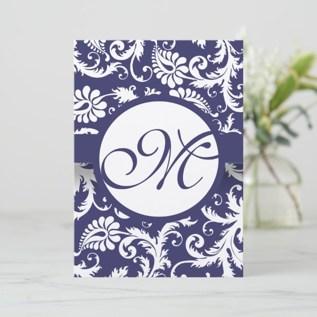 Convite de Casamento com Redemoinhos de Damasco em (Em pé/Frente)