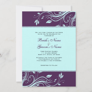 Convite de Casamento com Redemoinhos Florais Roxos