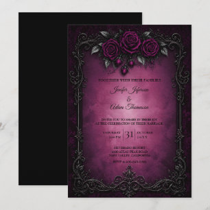 Convite de Casamento com Renda Preta Roxa