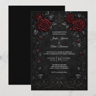 Convite de Casamento com Renda Preta Vermelha