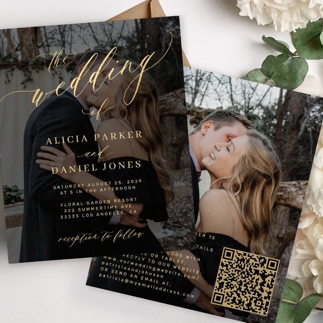 Convite de casamento com resposta QR code orçament (This is an invitation printed on a budget paper. Cardstock available in the collection)