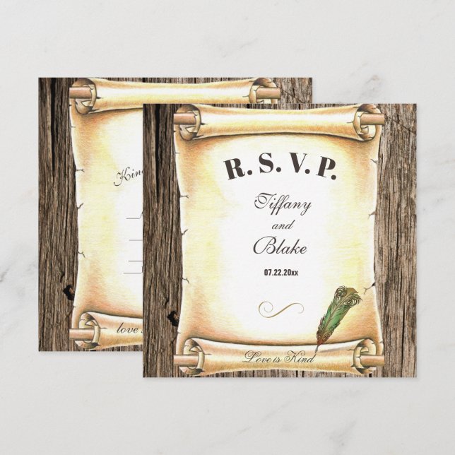 Convite de Casamento com Rolo Único e Caneta de Pe (Frente/Verso)