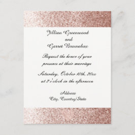 Convite De Casamento Com rosa Dourado Faux Glitter