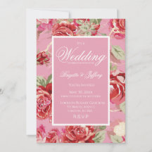 Convite de casamento com rosa vermelha