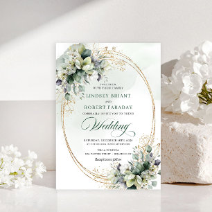 Convite de casamento com rosas brancas botânicas s