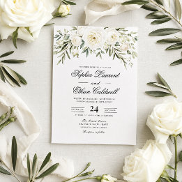 Convite de Casamento com Rosas do Jardim Brancas