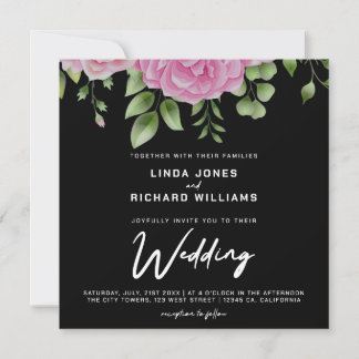 Convite de Casamento com Rosas em Aquarela