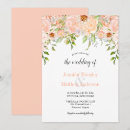 Convite de Casamento com Rosas em Aquarela Cor de