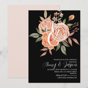 Convite de Casamento com Rosas Peachy Florais em A