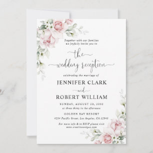 Convite de Casamento com Rosas Rosa Bege