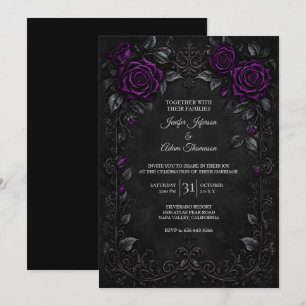 Convite de Casamento com Rosas Roxas