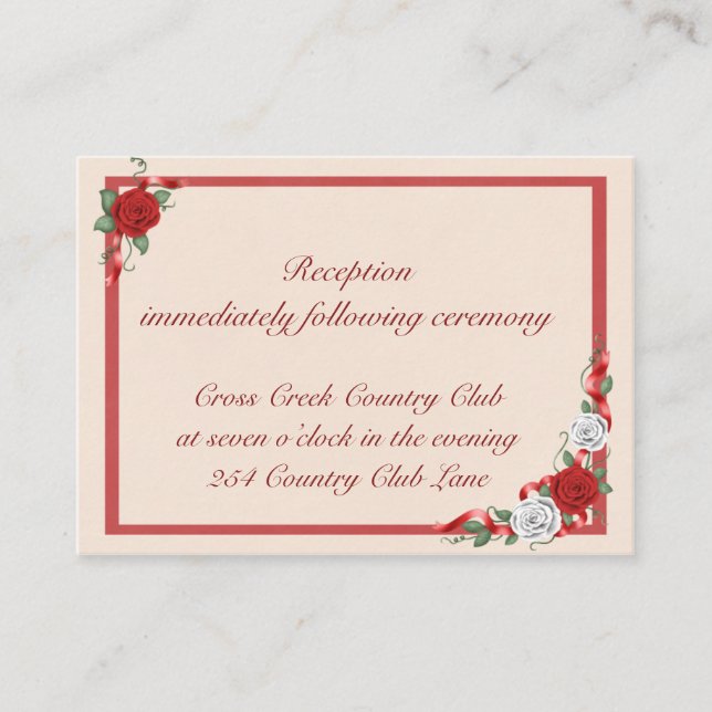 Convite de Casamento com Rosas Vermelhas e Brancas (Frente)