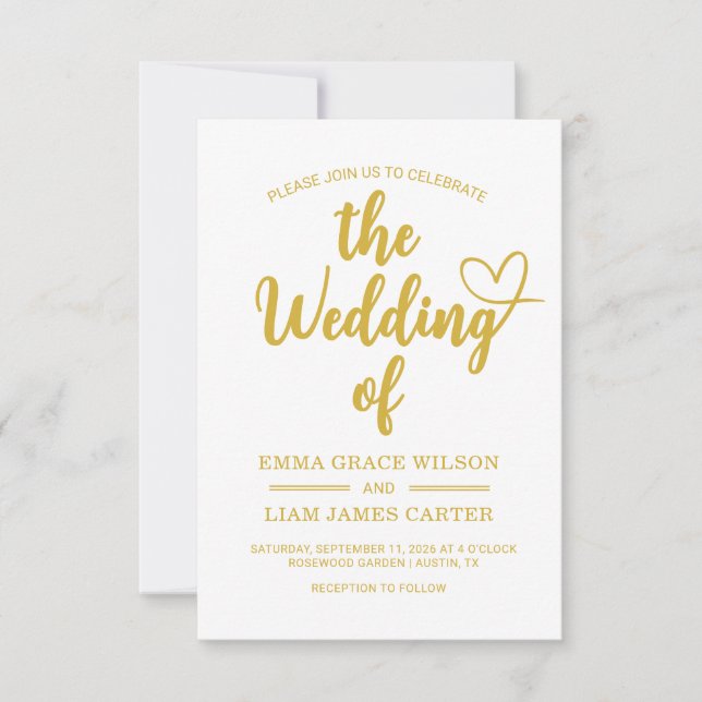 Convite de Casamento com Roteiro de Coração de Our (Frente)
