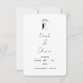 Convite de Casamento com Roteiro Minimalista Elega