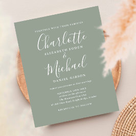 Convite de Casamento com Roteiro Verde Sage Orçame
