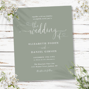 Convite de Casamento com Rótulo Coração Verde Orça