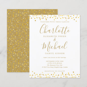 Convite de Casamento com Script Confete Corações D