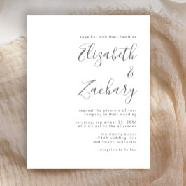 Convite de Casamento com Script Moderno Cinza Econ