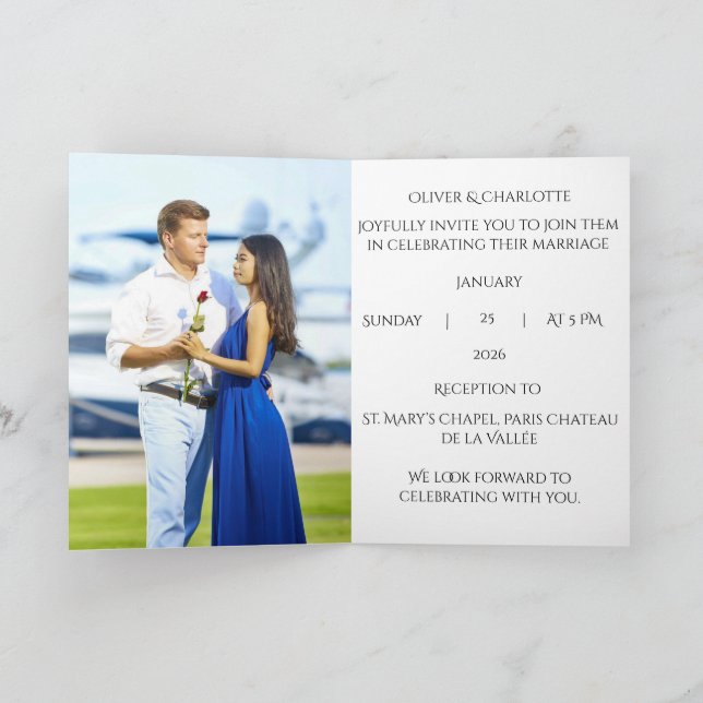Convite de Casamento com Selo de Cera Preto e Dour (Interior)