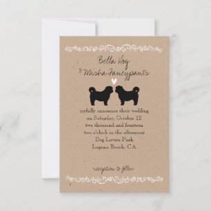 Convite de Casamento com Silhuetas de Cachorro Shi