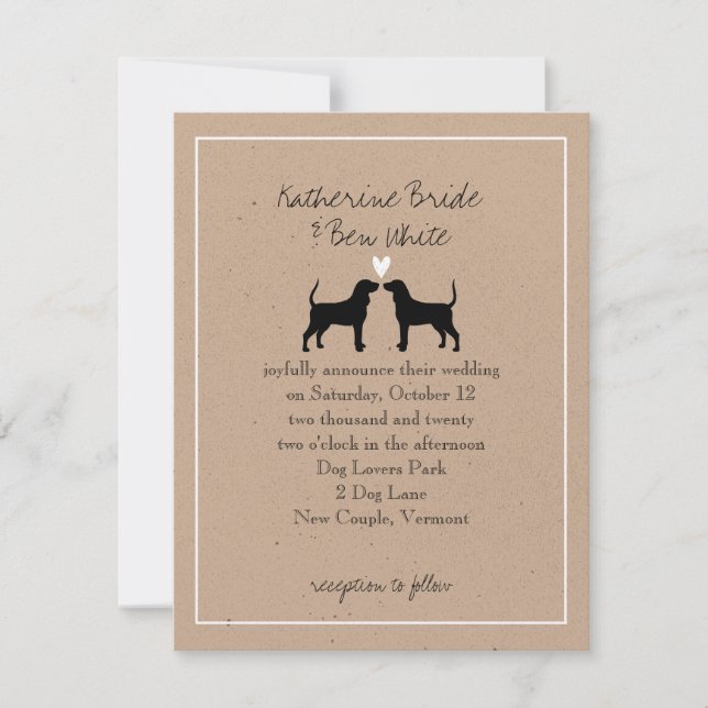 Convite de Casamento com Silhuetas de Cães Coonhou (Frente)