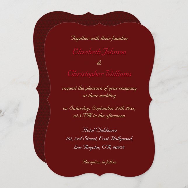 Convite de Casamento com Suporte Simples e Elegant (Frente/Verso)