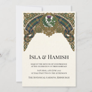 Convite de Casamento com Tartan Escocês