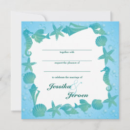Convite de casamento com tema do oceano