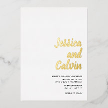 Convite de Casamento com Texto Dourado Minimalista