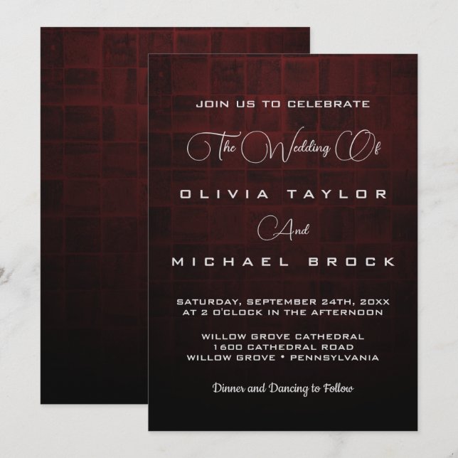 Convite de casamento com texto prateado elegante s (Frente/Verso)
