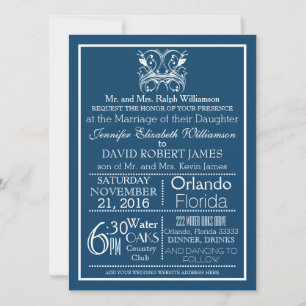 Convite de Casamento com Tipografia Azul Profundo