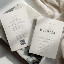 Convite de Casamento com Tipografia Elegante e Cód