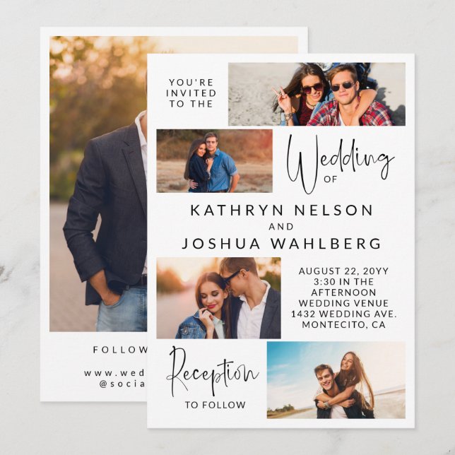 Convite de Casamento com Tipografia Informal Moder (Frente/Verso)