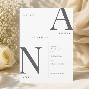 Convite de Casamento com Tipografia Minimalista