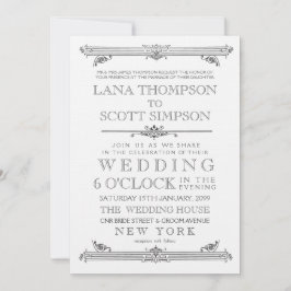 Convite de Casamento com Tipografia Preto e Branco